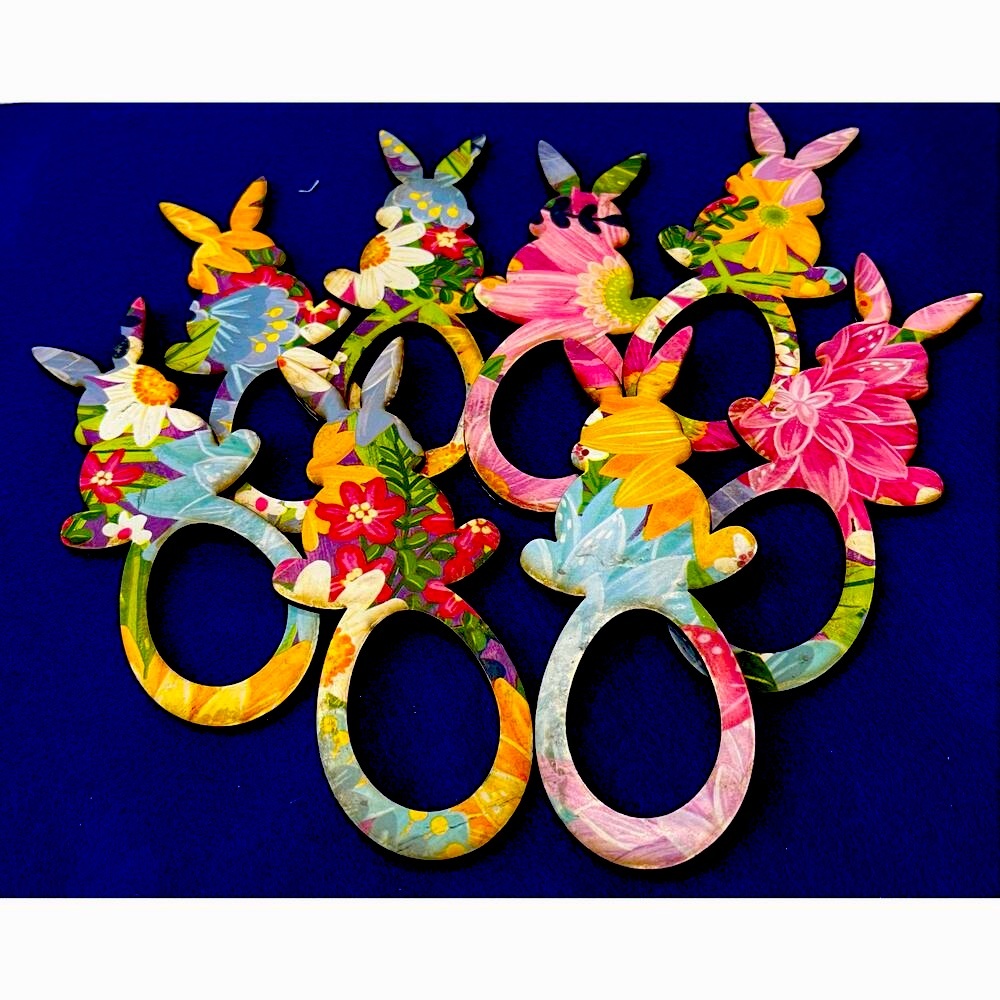Floral Bunny Napkin Rings – Set of 8 | Easter Table Decor